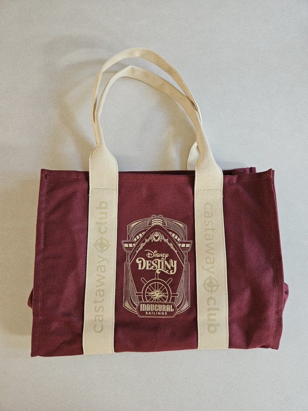 Disney Maroon Tote with Cream Straps
